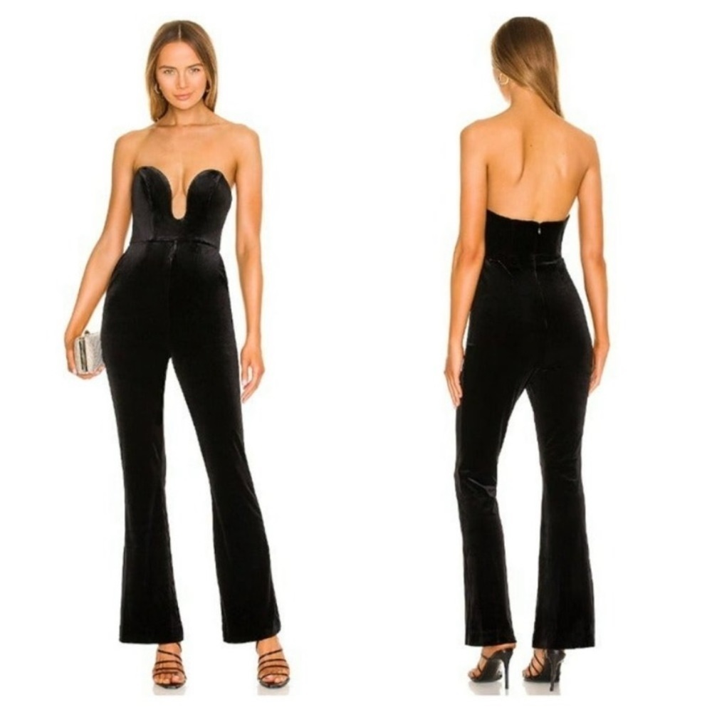 NBD x revolve black strapless velvet jumpsuit NBD Kona Jumpsuit Black size XXS